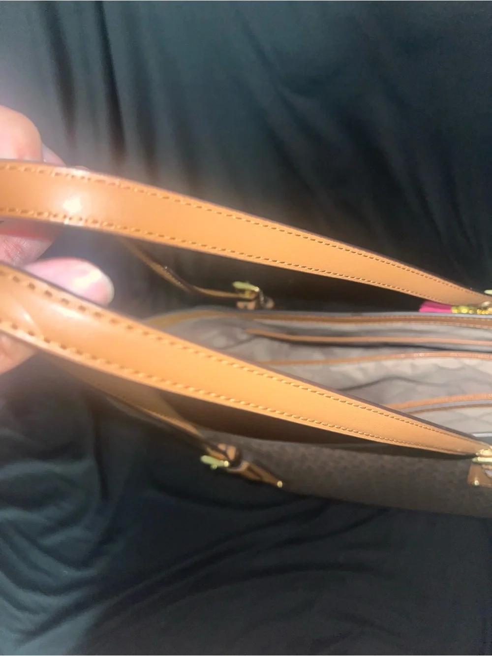 Michael Kors Brown MK Signature Tote with Tan Trim